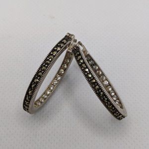 Marcasite & Sterling Inside-Out Oval Hoop Earrings